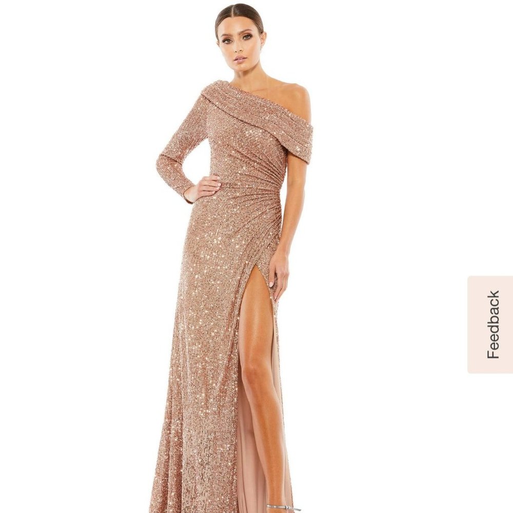 *RE-LISTING* Sequin Drop Shoulder Trumpet Gown - Mac Duggal, Sz 8 *New w/Tags*